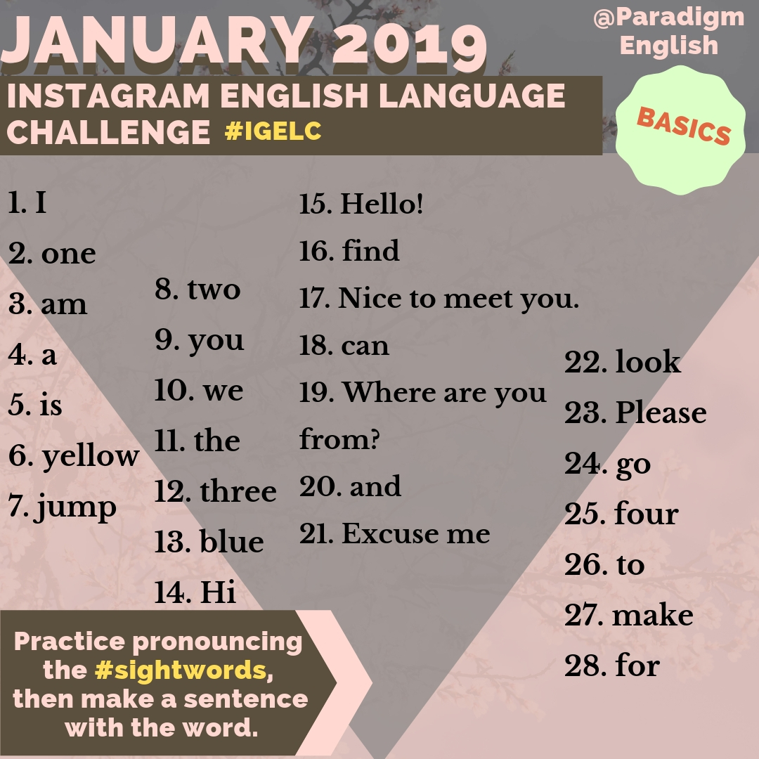 Instagram English Language Challenge For January Paradigm English